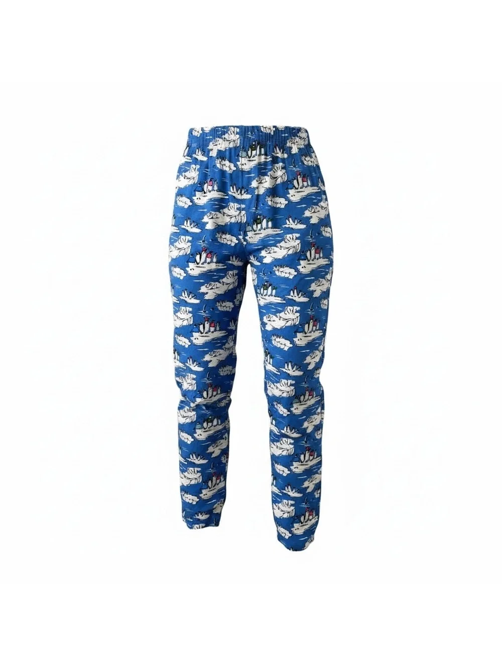 Lands' End Blue Penguin Iceberg Print Cotton Lounge Pajama Pants - Size XL